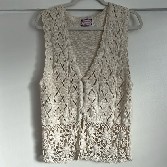 Romantic Expressions Vtg Boho Sweater Vest Size S/M - Picture 1 of 5